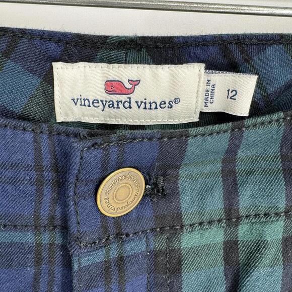 Vineyard Vines pants womens 12 green tartan plaid zip ankle christmas holiday - Picture 3 of 7